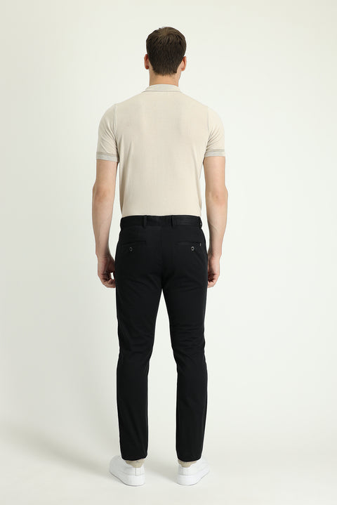 Siyah Slim Fit Dar Kesim Likralı Kanvas / Chino Pantolon