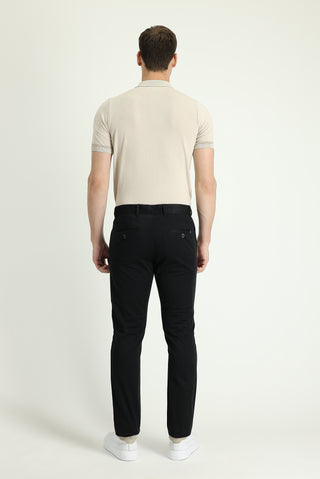 Siyah 7 Drop Slim Fit Dar Kesim Likralı Kanvas / Chino Pantolon