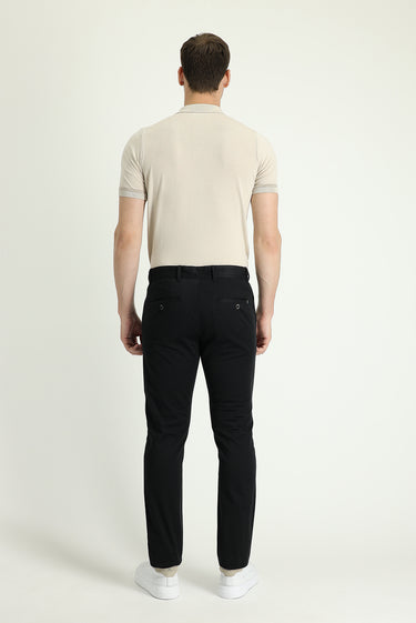 Siyah Slim Fit Dar Kesim Likralı Kanvas / Chino Pantolon