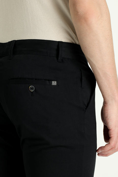 Siyah Regular Fit Standart Kesim Likralı Kanvas / Chino Pantolon