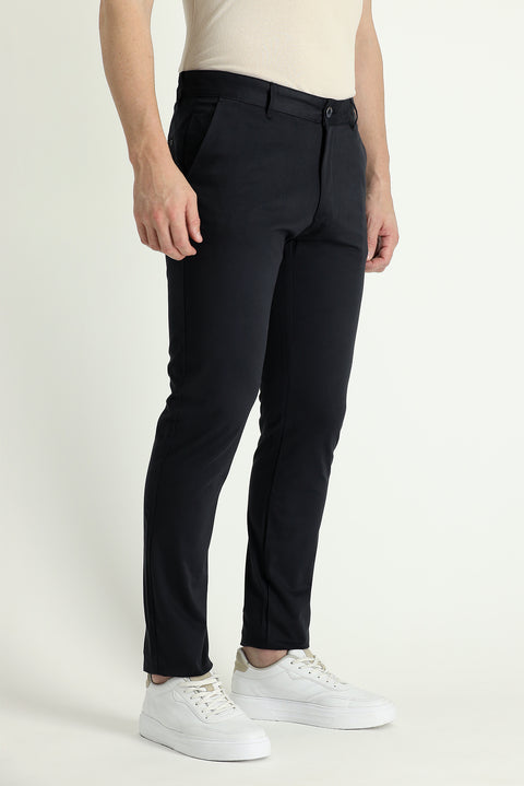 Dark Navy Blue Slim Fit Stretch Canvas / Chino Trousers