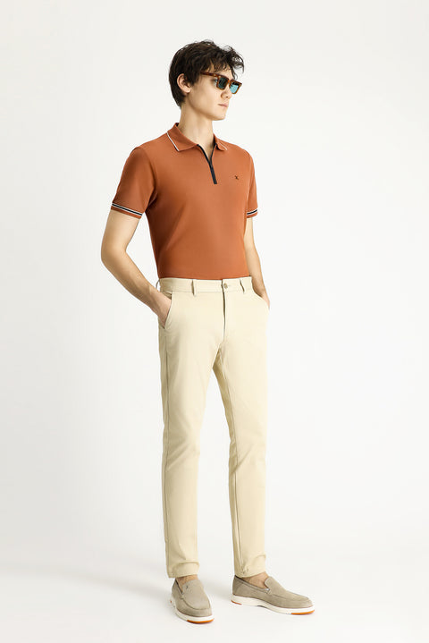 Açık Bej Slim Fit Dar Kesim Likralı Kanvas / Chino Pantolon