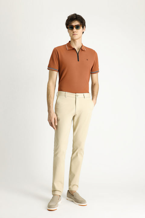 Açık Bej Slim Fit Dar Kesim Likralı Kanvas / Chino Pantolon