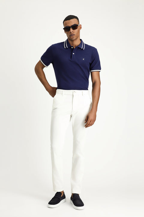 Beyaz 7 Drop Slim Fit Dar Kesim Likralı Kanvas / Chino Pantolon