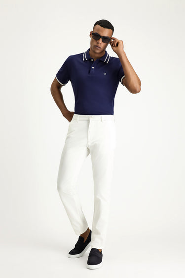 Beyaz Slim Fit Dar Kesim Likralı Kanvas / Chino Pantolon