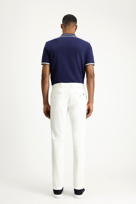 Beyaz 7 Drop Slim Fit Dar Kesim Likralı Kanvas / Chino Pantolon