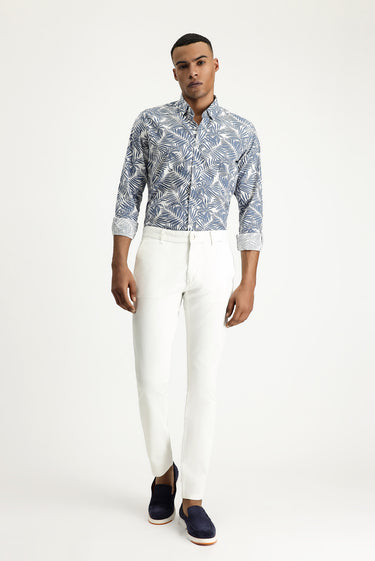 Beyaz 6 Drop Regular Fit Standart Kesim Likralı Kanvas / Chino Pantolon