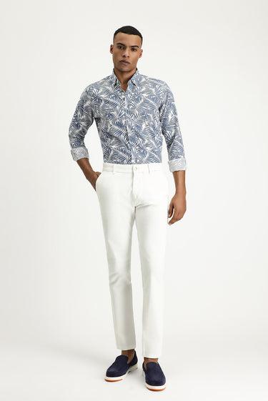 Beyaz Slim Fit Dar Kesim Likralı Kanvas / Chino Pantolon