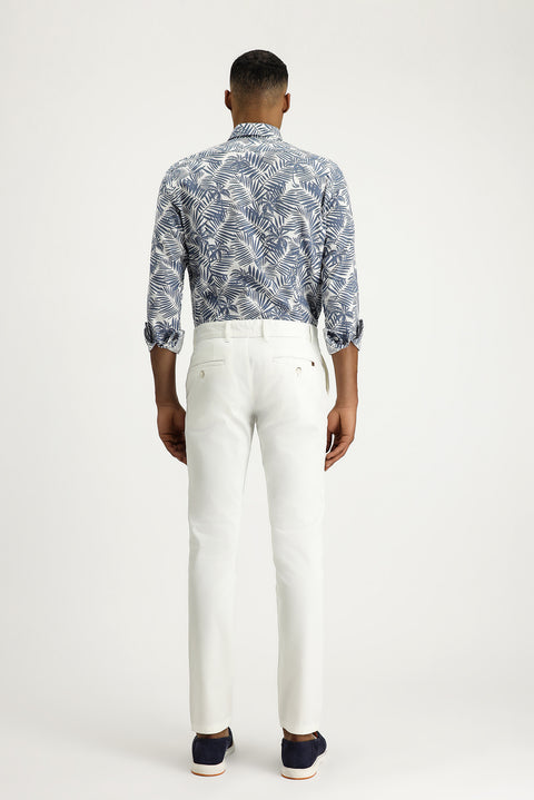 Beyaz 7 Drop Slim Fit Dar Kesim Likralı Kanvas / Chino Pantolon