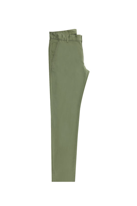Orta Haki Regular Fit Standart Kesim Likralı Kanvas / Chino Pantolon