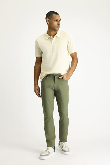 Orta Haki Regular Fit Likralı Kanvas / Chino Pantolon