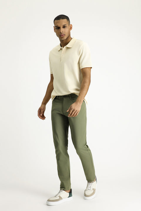 Orta Haki Regular Fit Standart Kesim Likralı Kanvas / Chino Pantolon