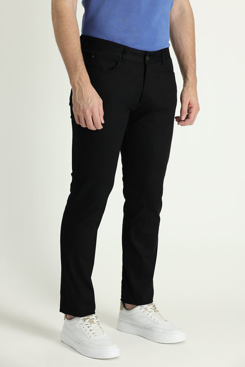 Siyah Slim Fit Dar Kesim Likralı Kanvas / Chino Pantolon