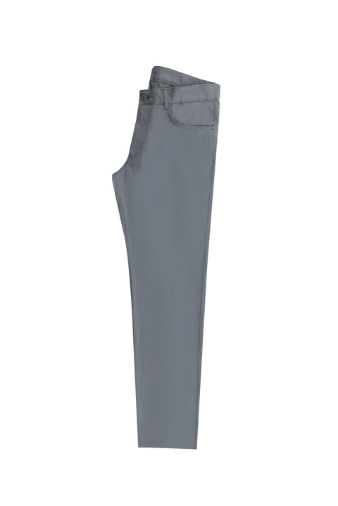 Orta Gri Slim Fit Dar Kesim Likralı Kanvas / Chino Pantolon