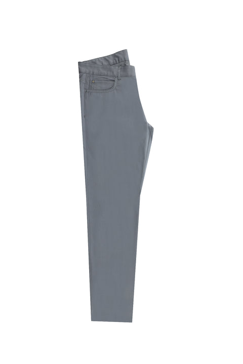 Orta Gri Slim Fit Dar Kesim Likralı Kanvas / Chino Pantolon
