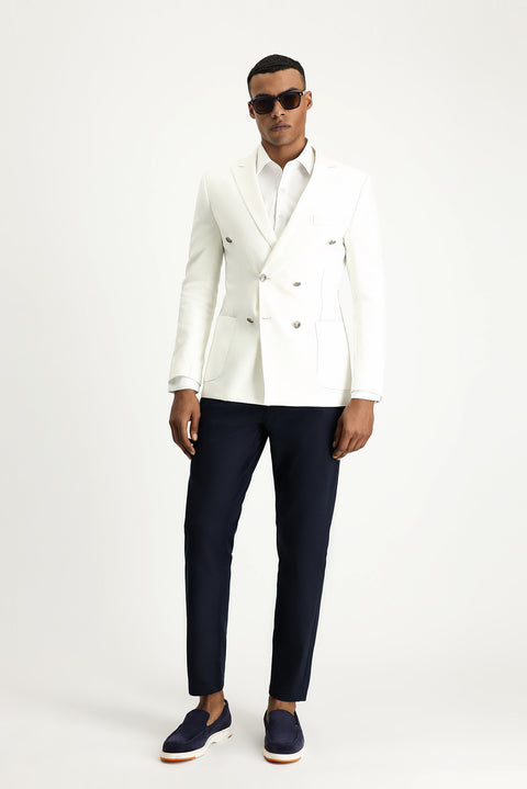 Koyu Lacivert Regular Fit Standart Kesim Likralı Kanvas / Chino Pantolon