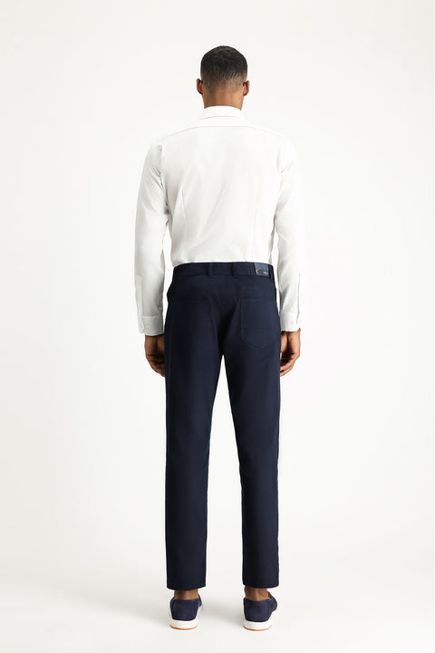Koyu Lacivert Regular Fit Standart Kesim Likralı Kanvas / Chino Pantolon