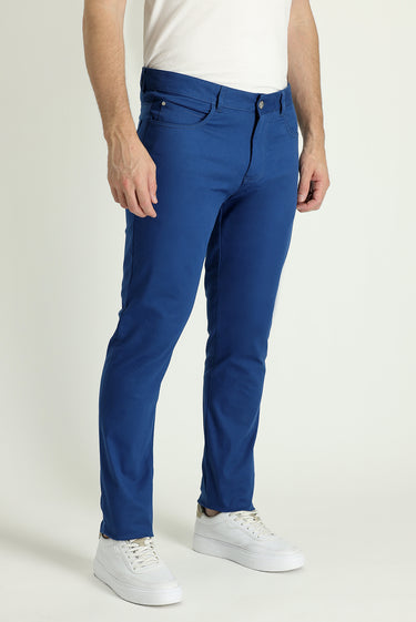 Havacı Mavi Regular Fit Likralı Kanvas / Chino Pantolon