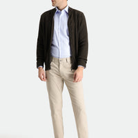 Orta Bej Slim Fit Dar Kesim Likralı Kanvas / Chino Pantolon