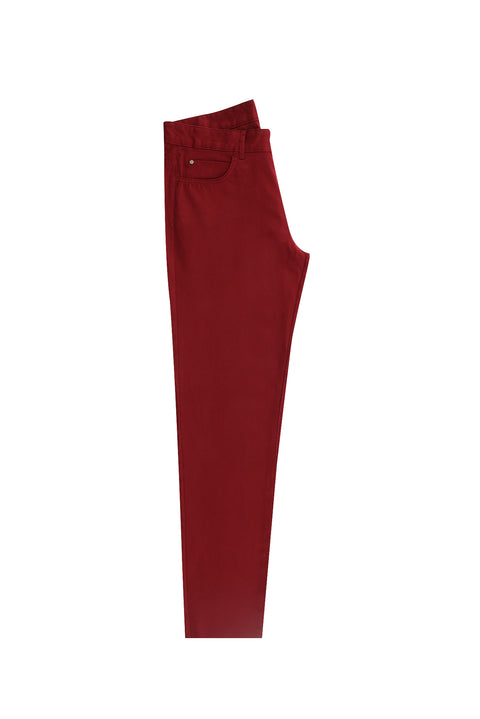 Açık Bordo 7 Drop Slim Fit Dar Kesim Likralı Kanvas / Chino Pantolon