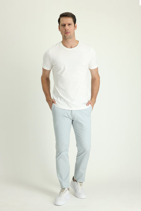 Gümüş Regular Fit Standart Kesim Likralı Kanvas / Chino Pantolon