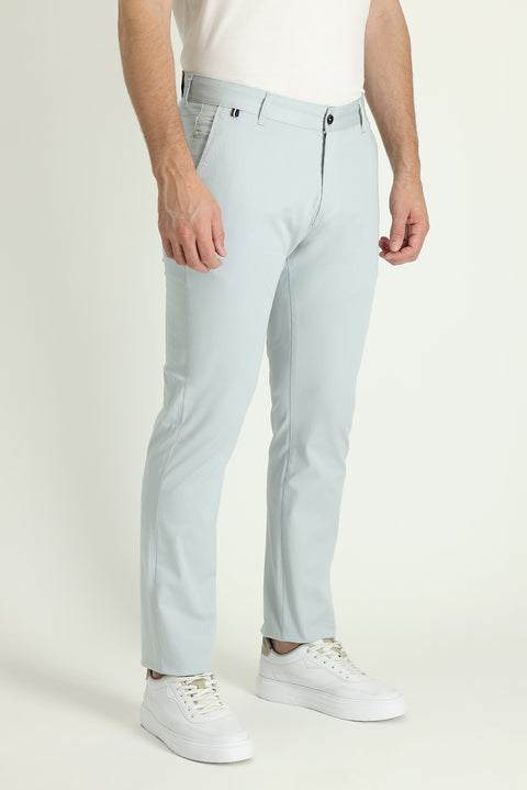Gümüş Regular Fit Standart Kesim Likralı Kanvas / Chino Pantolon
