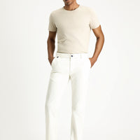 Beyaz Slim Fit Dar Kesim Likralı Kanvas / Chino Pantolon