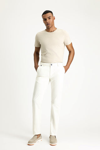  Beyaz 7 Drop Slim Fit Dar Kesim Likralı Kanvas / Chino Pantolon