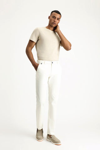  Beyaz 7 Drop Slim Fit Dar Kesim Likralı Kanvas / Chino Pantolon