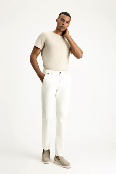 Beyaz Slim Fit Dar Kesim Likralı Kanvas / Chino Pantolon