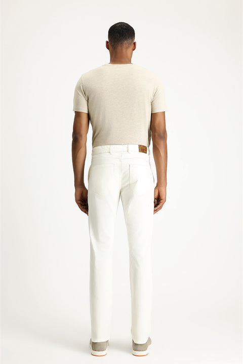 Beyaz 7 Drop Slim Fit Dar Kesim Likralı Kanvas / Chino Pantolon