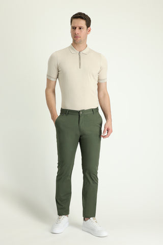  Orman Yeşili 6 Drop Regular Fit Standart Kesim Likralı Kanvas / Chino Pantolon