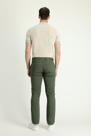 Orman Yeşili Regular Fit Likralı Kanvas / Chino Pantolon