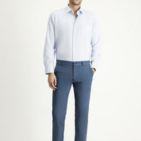 Havacı Mavi Slim Fit Dar Kesim Likralı Saten Kanvas / Chino Pantolon