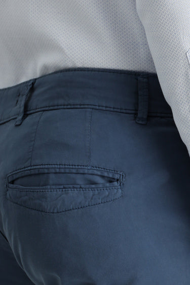 Havacı Mavi Slim Fit Dar Kesim Likralı Saten Kanvas / Chino Pantolon
