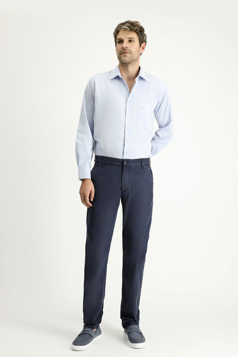 Koyu Lacivert Regular Fit Standart Kesim Likralı Kanvas / Chino Pantolon