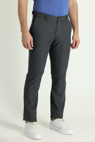 Orta Füme Regular Fit Tokalı Pamuklu Kanvas / Chino Pantolon