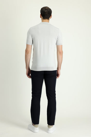 Koyu Lacivert Regular Fit Tokalı Pamuklu Kanvas / Chino Pantolon