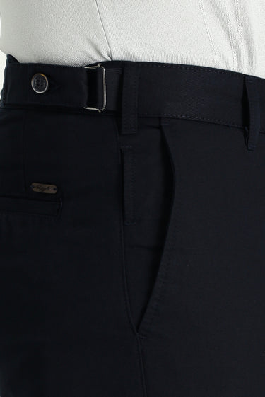 Koyu Lacivert Regular Fit Tokalı Pamuklu Kanvas / Chino Pantolon
