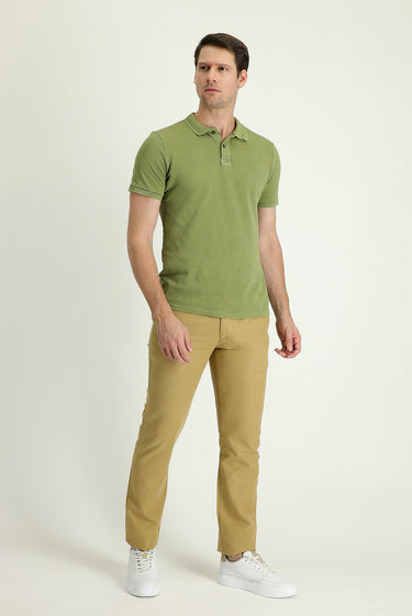 Orta Bej Regular Fit Tokalı Pamuklu Kanvas / Chino Pantolon