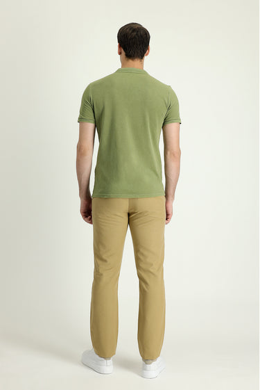 Orta Bej Regular Fit Tokalı Pamuklu Kanvas / Chino Pantolon