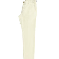 Beyaz Slim Fit Dar Kesim Tokalı Pamuklu Kanvas / Chino Pantolon
