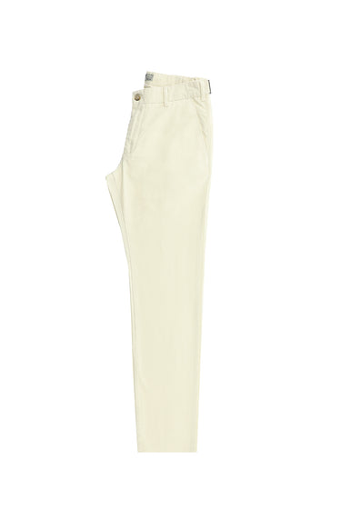 Beyaz Slim Fit Dar Kesim Tokalı Pamuklu Kanvas / Chino Pantolon