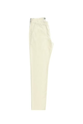  Beyaz Slim Fit Dar Kesim Tokalı Pamuklu Kanvas / Chino Pantolon