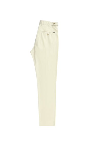 Beyaz Slim Fit Dar Kesim Tokalı Pamuklu Kanvas / Chino Pantolon