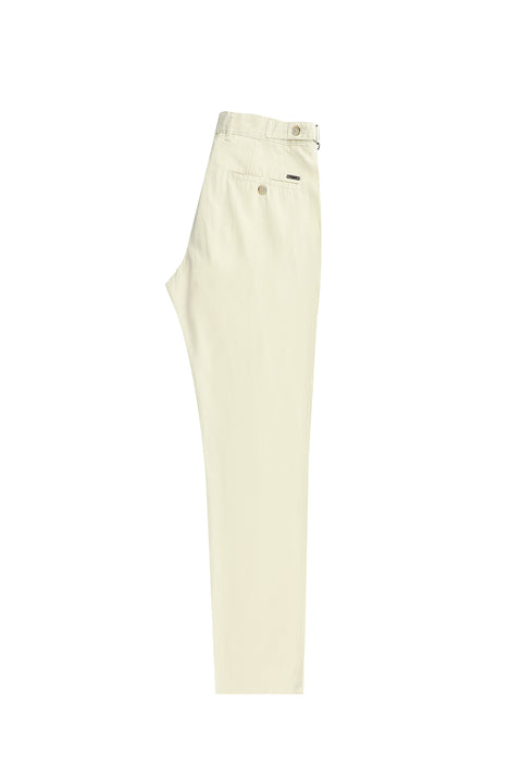 Beyaz 7 Drop Slim Fit Dar Kesim Tokalı Pamuklu Kanvas / Chino Pantolon