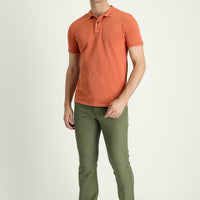 Orta Haki Regular Fit Tokalı Pamuklu Kanvas / Chino Pantolon