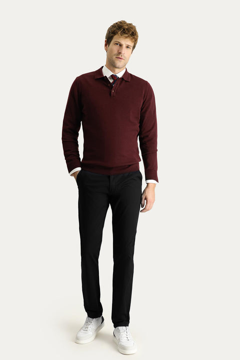 Siyah Slim Fit Dar Kesim Likralı Kanvas / Chino Pantolon
