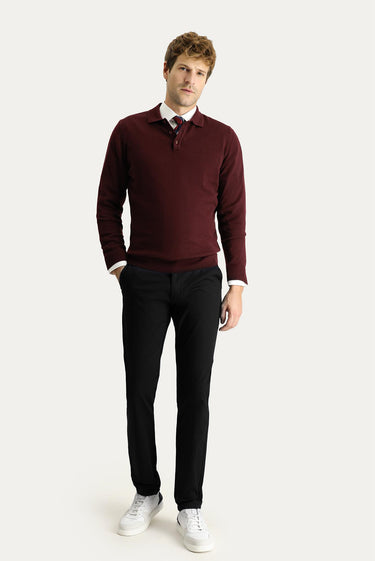  Siyah Regular Fit Likralı Kanvas / Chino Pantolon