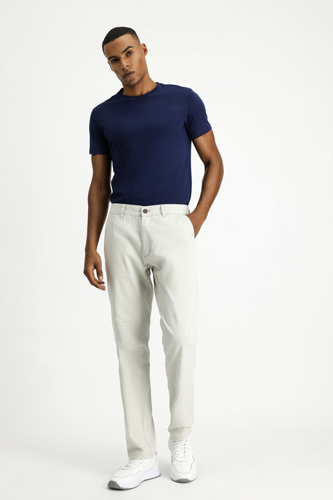 Light Grey Super Slim Fit Extra Narrow Cut Stretchy Canvas / Chino Trousers